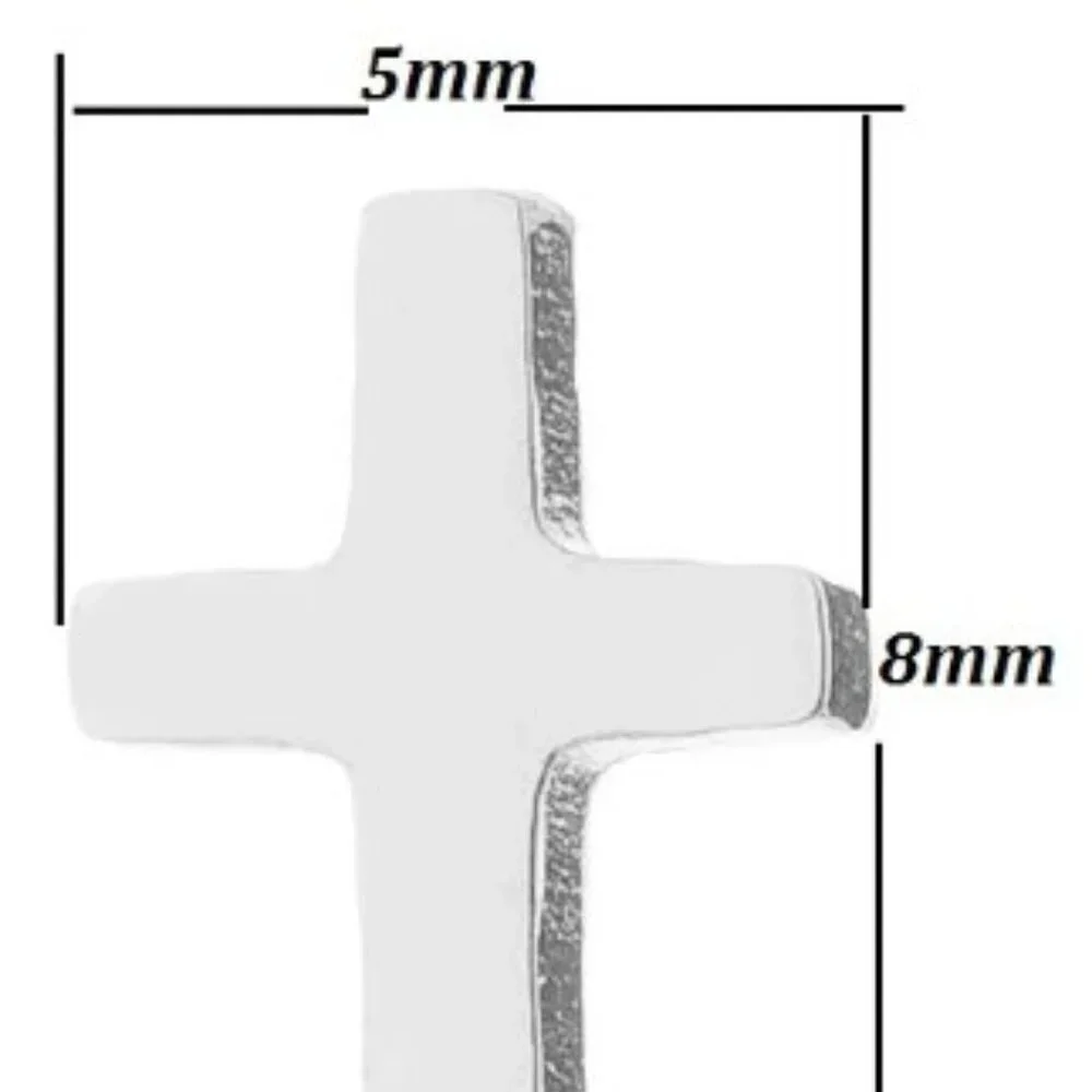 (2 Pairs) Unisex Stainless Steel Cross Ear Stud Earrings - Silver & Gold Tone